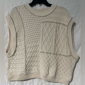 Women's Free People Cream cable Knit Sweater Vest, Size S